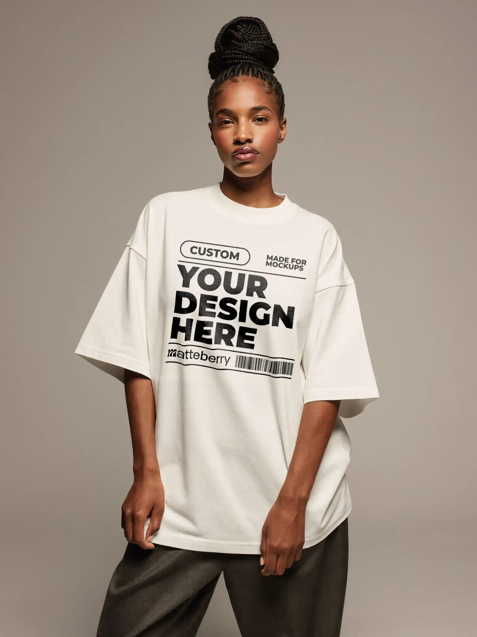 Woman in a white oversized tee